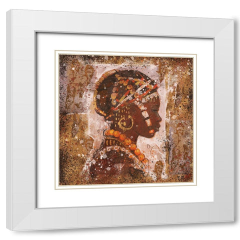 African Portrait II White Modern Wood Framed Art Print with Double Matting by Wiley, Marta