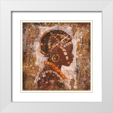 African Portrait II White Modern Wood Framed Art Print with Double Matting by Wiley, Marta