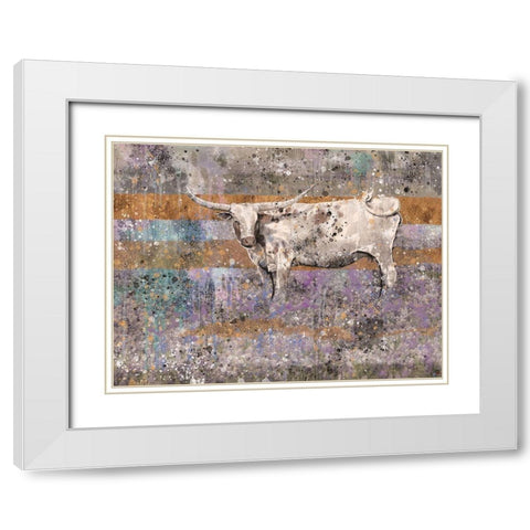 White Longhorn II White Modern Wood Framed Art Print with Double Matting by Wiley, Marta