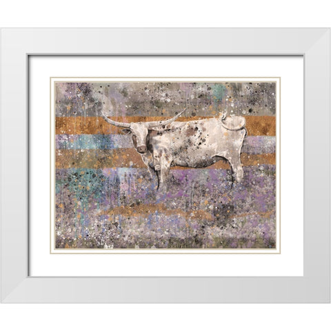 White Longhorn II White Modern Wood Framed Art Print with Double Matting by Wiley, Marta