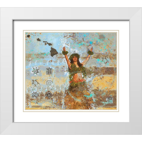 Blue Sun Salutation White Modern Wood Framed Art Print with Double Matting by Wiley, Marta