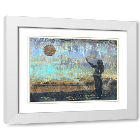 Sun Salutation Blue White Modern Wood Framed Art Print with Double Matting by Wiley, Marta