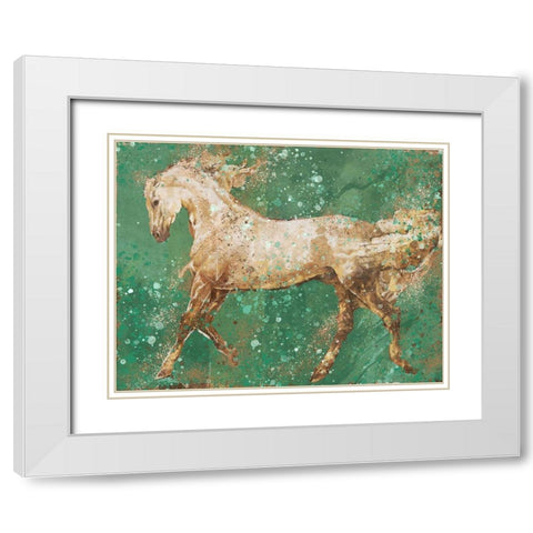 Fibonacci Green Horse White Modern Wood Framed Art Print with Double Matting by Wiley, Marta