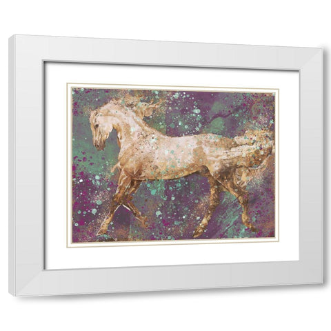 Fibonacci puple gold Horse White Modern Wood Framed Art Print with Double Matting by Wiley, Marta