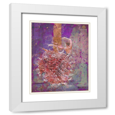 Temple dancer purple pink White Modern Wood Framed Art Print with Double Matting by Wiley, Marta