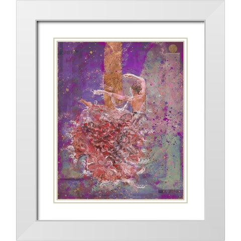 Temple dancer purple pink White Modern Wood Framed Art Print with Double Matting by Wiley, Marta
