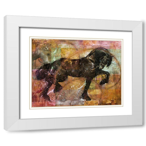 Fibonacci horse colorful White Modern Wood Framed Art Print with Double Matting by Wiley, Marta