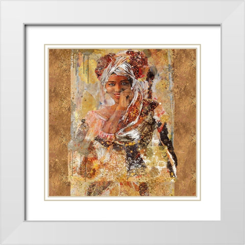 African Gold And Silver White Modern Wood Framed Art Print with Double Matting by Wiley, Marta