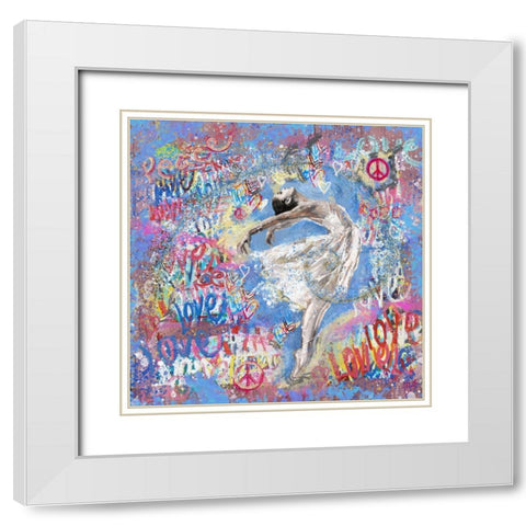 Graffiti Ballerina White Modern Wood Framed Art Print with Double Matting by Wiley, Marta