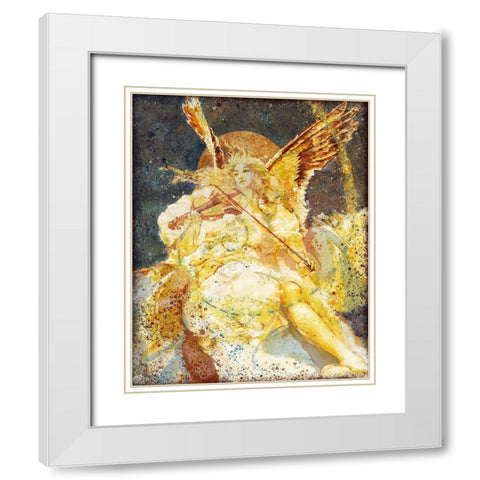 Fibonacci Angel Navy Blue White Modern Wood Framed Art Print with Double Matting by Wiley, Marta