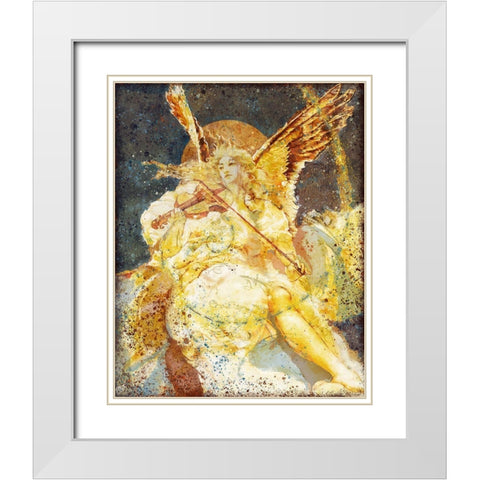 Fibonacci Angel Navy Blue White Modern Wood Framed Art Print with Double Matting by Wiley, Marta