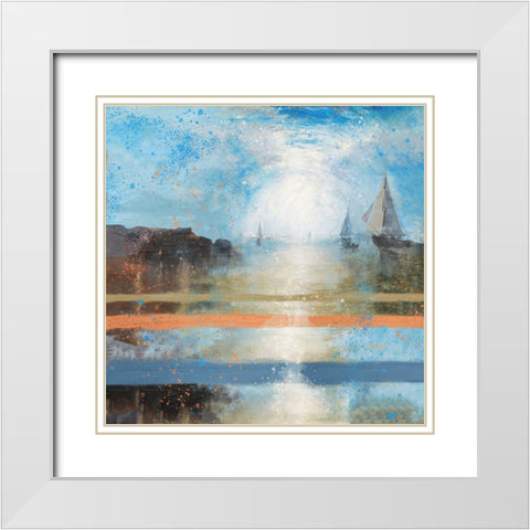Blue Light Sailing White Modern Wood Framed Art Print with Double Matting by Wiley, Marta