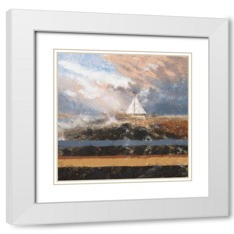 Sailing at dusk White Modern Wood Framed Art Print with Double Matting by Wiley, Marta