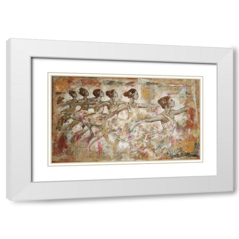 Ballerinas Golden White Modern Wood Framed Art Print with Double Matting by Wiley, Marta