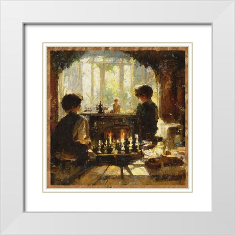 Chess players I White Modern Wood Framed Art Print with Double Matting by Wiley, Marta