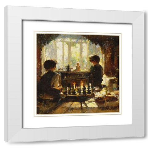 Chess players II White Modern Wood Framed Art Print with Double Matting by Wiley, Marta
