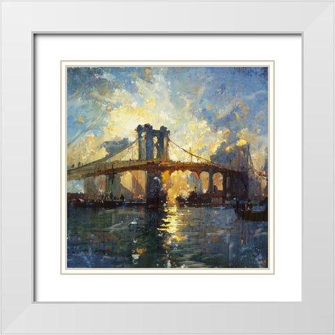 Brooklyn Bridge I White Modern Wood Framed Art Print with Double Matting by Wiley, Marta