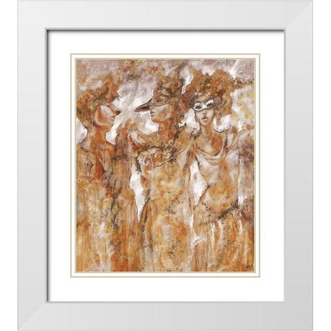 Masked Figures White Modern Wood Framed Art Print with Double Matting by Wiley, Marta