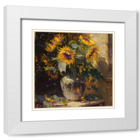 Sunflower II White Modern Wood Framed Art Print with Double Matting by Wiley, Marta