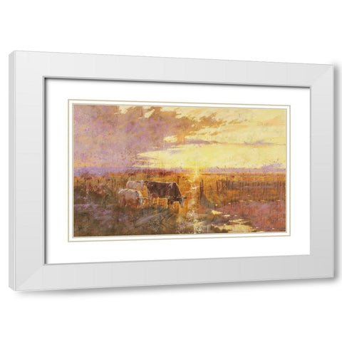 Golden Cows White Modern Wood Framed Art Print with Double Matting by Wiley, Marta