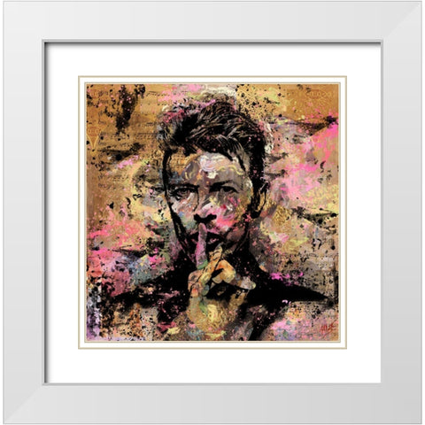 David Bowie I White Modern Wood Framed Art Print with Double Matting by Wiley, Marta