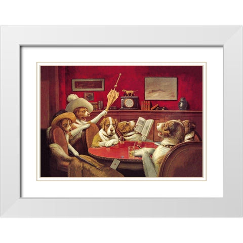 Poker Dogs: This Game Is Over, 1903 White Modern Wood Framed Art Print with Double Matting by Coolidge, C.M.