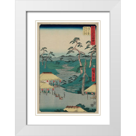 Hodogaya, 1855 White Modern Wood Framed Art Print with Double Matting by Hiroshige, Ando