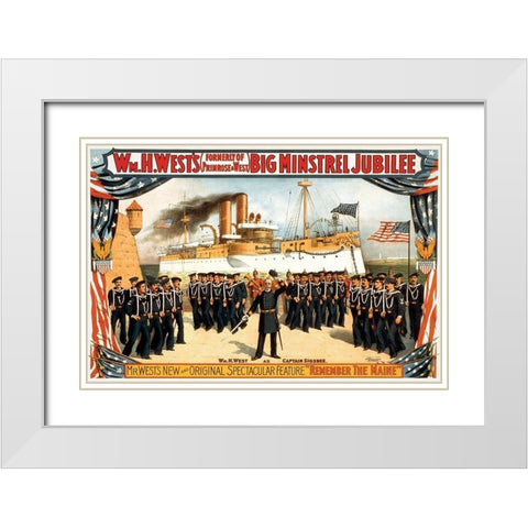 Remember the Maine, 1898 White Modern Wood Framed Art Print with Double Matting by Strobridge