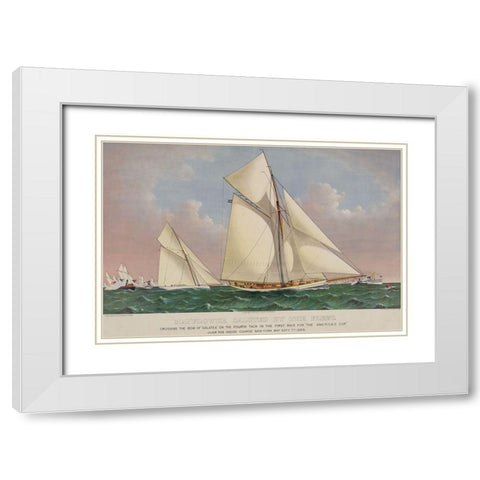 Americas Cup Yacht Race 1886, 1886 White Modern Wood Framed Art Print with Double Matting by Unknown