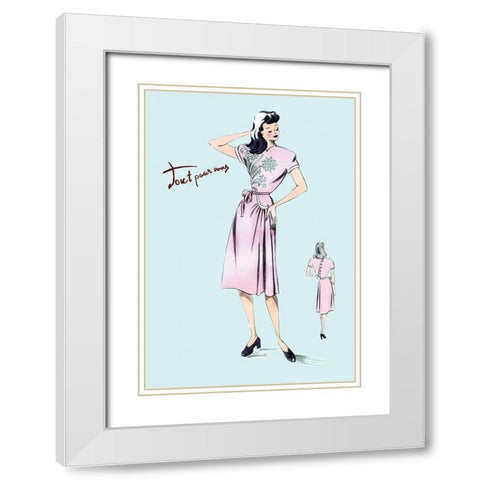 Summer Dress with Oriental Flair, 1947 White Modern Wood Framed Art Print with Double Matting by Unknown