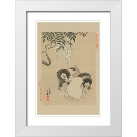 Dogs White Modern Wood Framed Art Print with Double Matting by Unknown