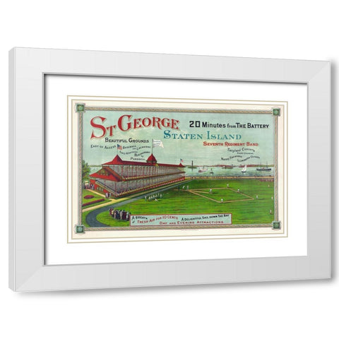 Baseball game being played at St. George Park White Modern Wood Framed Art Print with Double Matting by Unknown