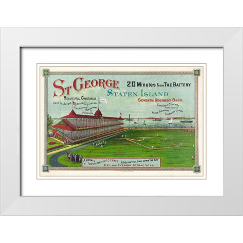 Baseball game being played at St. George Park White Modern Wood Framed Art Print with Double Matting by Unknown