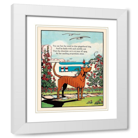 Gingerbread Dog White Modern Wood Framed Art Print with Double Matting by Field, Eugene