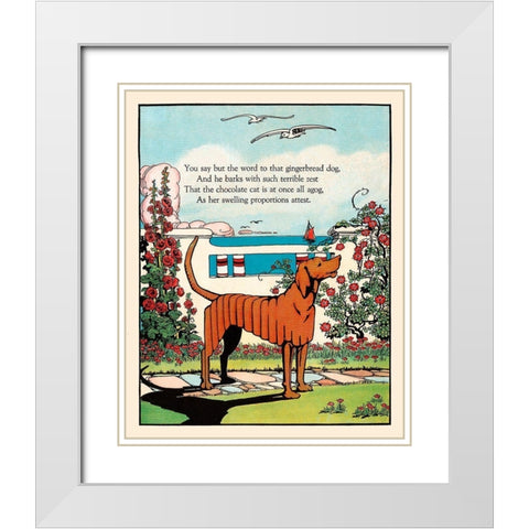 Gingerbread Dog White Modern Wood Framed Art Print with Double Matting by Field, Eugene