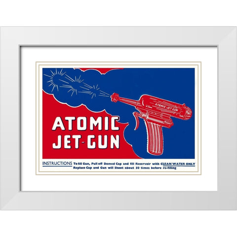 Atomic Jet-Gun White Modern Wood Framed Art Print with Double Matting by Retrogun