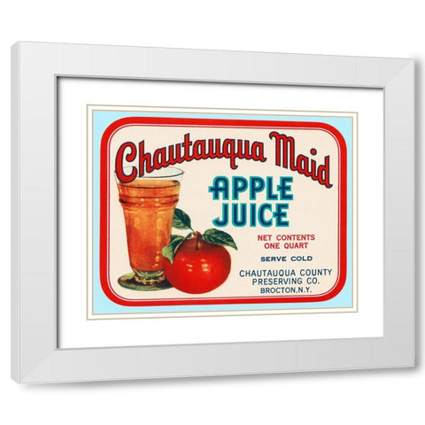 Chautauqua Maid Apple Juice White Modern Wood Framed Art Print with Double Matting by Retrolabel