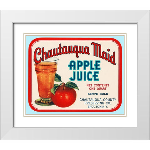 Chautauqua Maid Apple Juice White Modern Wood Framed Art Print with Double Matting by Retrolabel
