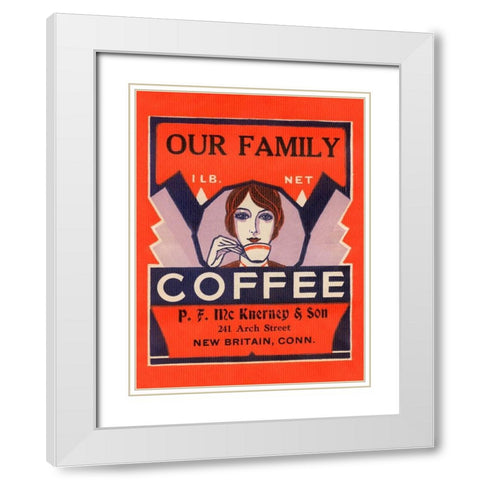 Our Family Coffee White Modern Wood Framed Art Print with Double Matting by Retrolabel