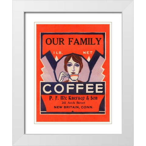 Our Family Coffee White Modern Wood Framed Art Print with Double Matting by Retrolabel
