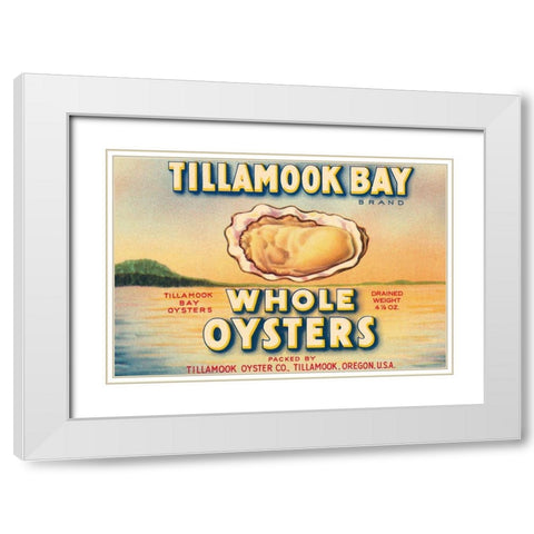 Tillamook Bay Whole Oysters White Modern Wood Framed Art Print with Double Matting by Retrolabel