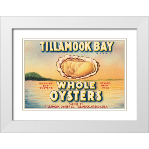 Tillamook Bay Whole Oysters White Modern Wood Framed Art Print with Double Matting by Retrolabel