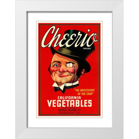 Cheerio Brand California Vegetables White Modern Wood Framed Art Print with Double Matting by Retrolabel