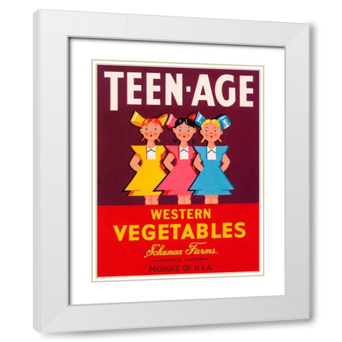 Teen - Age Western Vegetables White Modern Wood Framed Art Print with Double Matting by Retrolabel