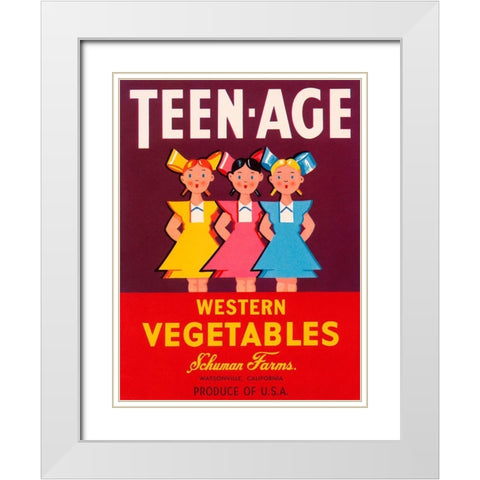 Teen - Age Western Vegetables White Modern Wood Framed Art Print with Double Matting by Retrolabel