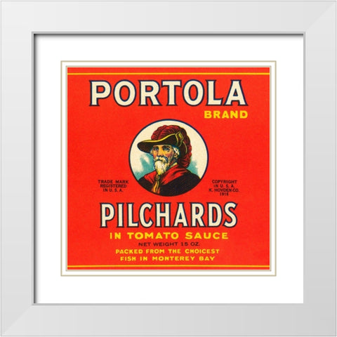 Portola Brand Pilchards White Modern Wood Framed Art Print with Double Matting by Retrolabel