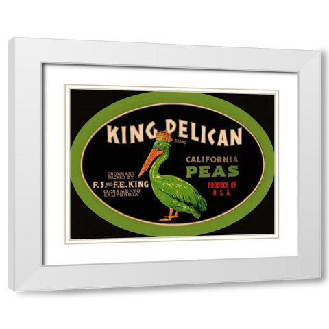 King Pelican California Peas White Modern Wood Framed Art Print with Double Matting by Retrolabel
