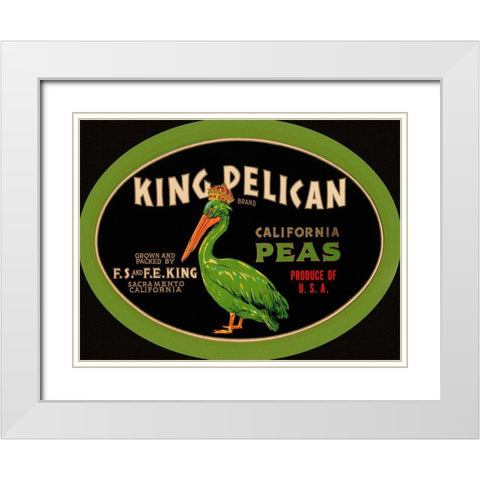 King Pelican California Peas White Modern Wood Framed Art Print with Double Matting by Retrolabel