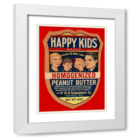 Happy Kids Homogenized Peanut Butter White Modern Wood Framed Art Print with Double Matting by Retrolabel