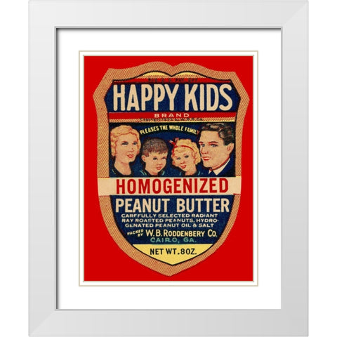 Happy Kids Homogenized Peanut Butter White Modern Wood Framed Art Print with Double Matting by Retrolabel